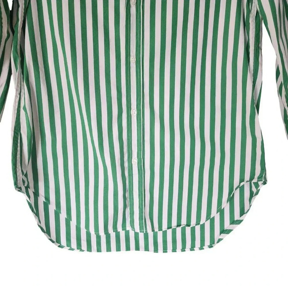 New $280 Frank & Eileen Frank Cotton Button Down Green Striped Collared Size XS - Picture 5 of 10
